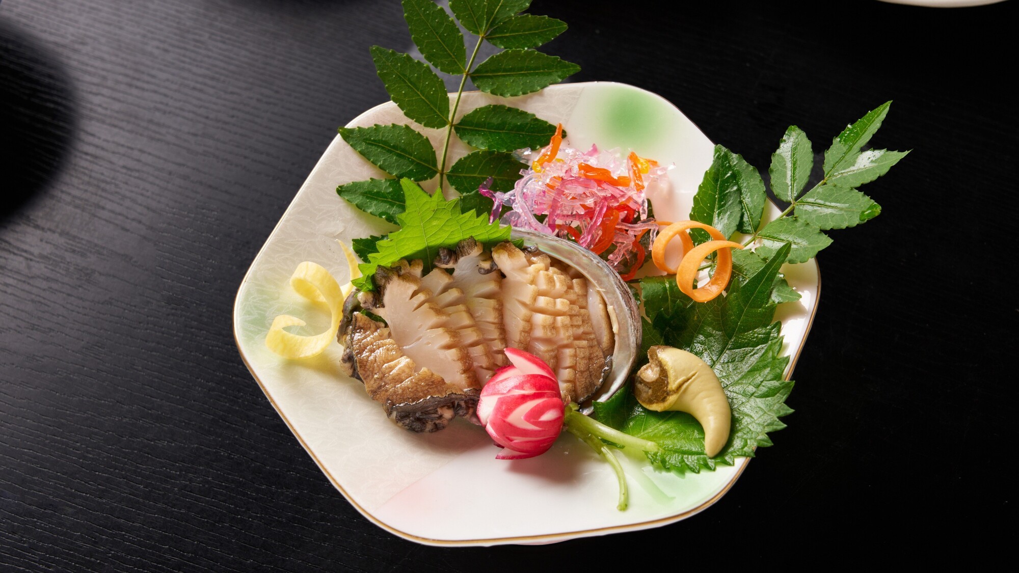 【夕食】あわびお造り