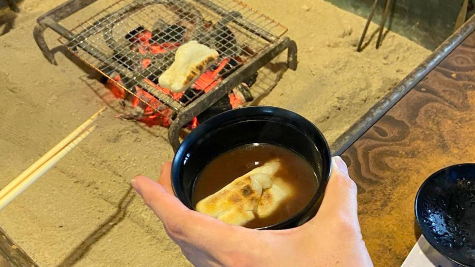 【囲炉裏体験】冬ならではの贅沢！焙じ茶＆お汁粉作り体験！白布温泉の雪景色〇平日限定お手ごろ2食