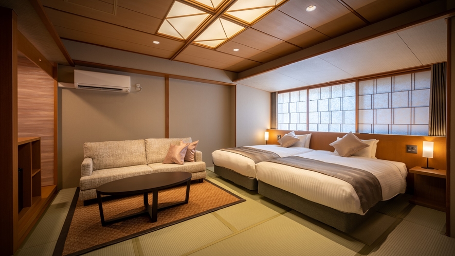 【和モダン客室・タイプB】ソファや50インチのスマートTVのある新客室