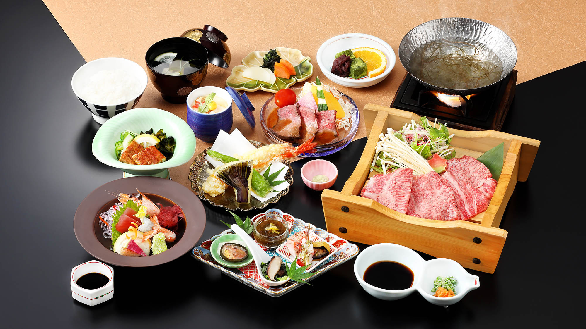 【選べる会席】岡山最高峰ブランド牛150gの贅沢会席　千屋牛ステーキ 又は 千屋牛しゃぶしゃぶ