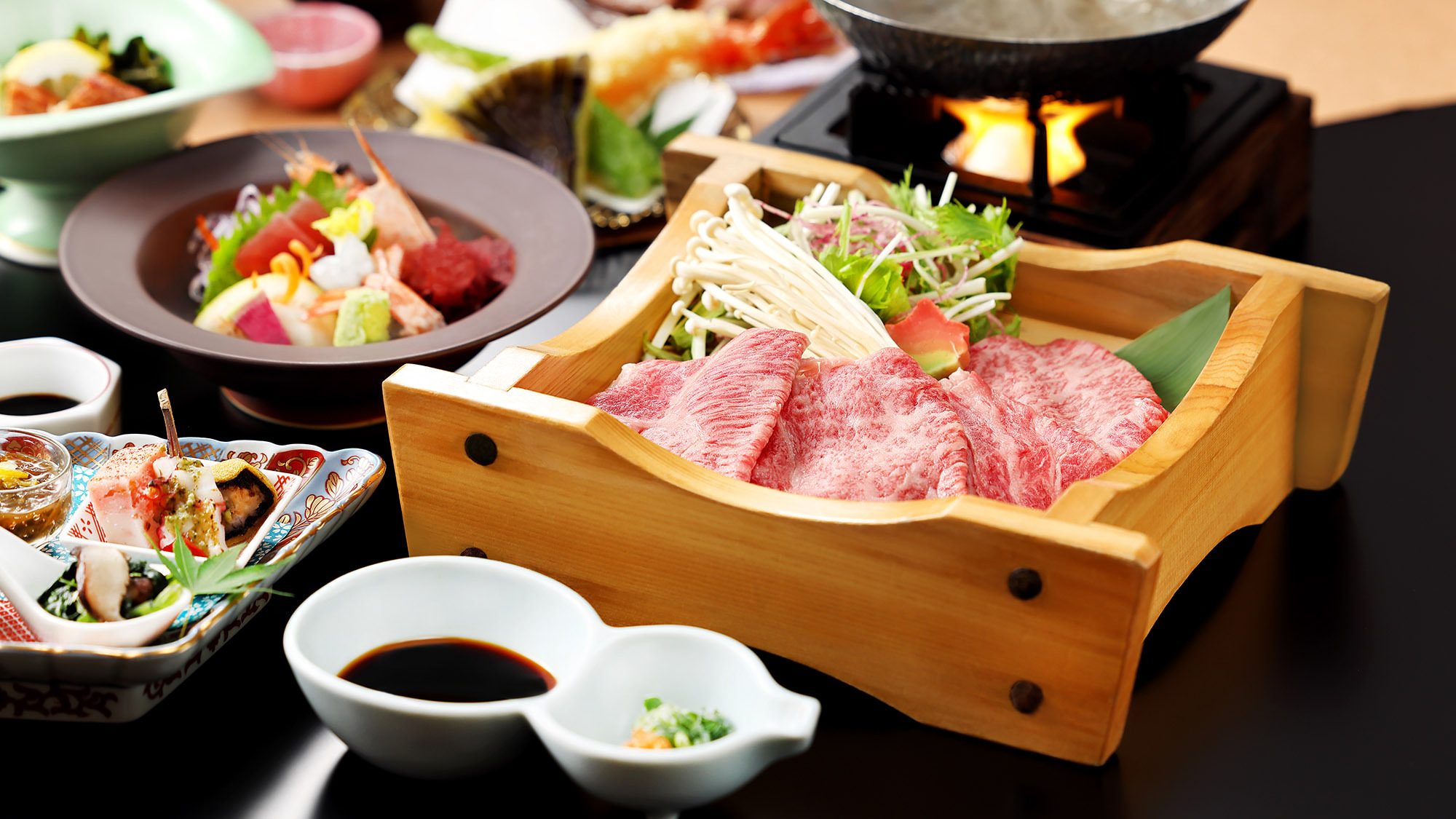 【選べる会席】岡山最高峰ブランド牛150gの贅沢会席　千屋牛ステーキ 又は 千屋牛しゃぶしゃぶ