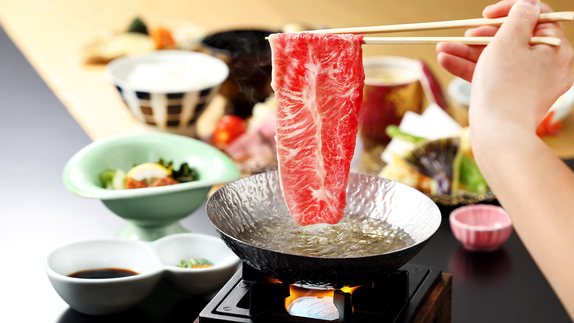 【選べる御膳】お肉大盛り200g　黒毛和牛＆ラムステーキ 又は 黒毛和牛＆ピーチポークしゃぶしゃぶ