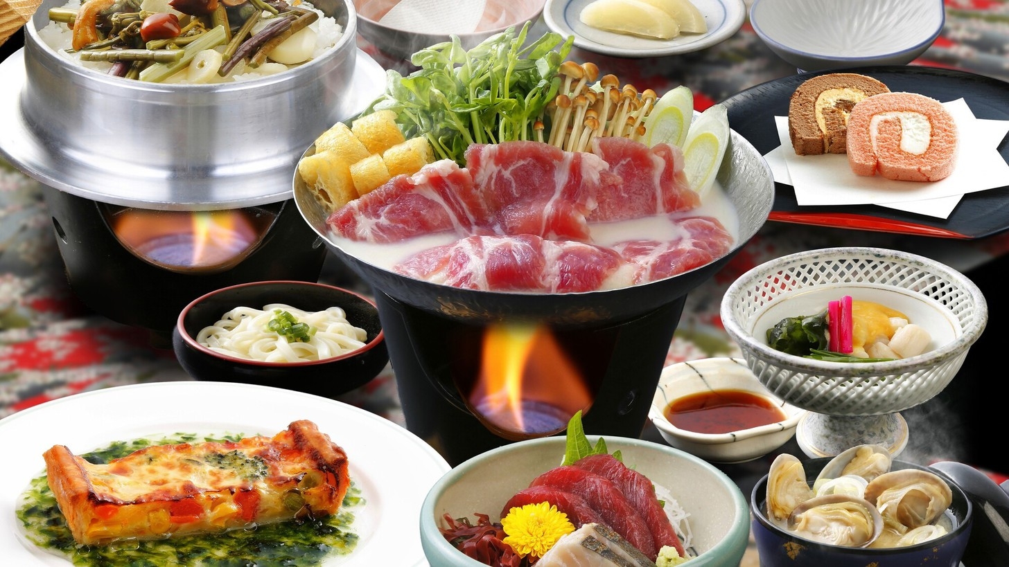 宿泊者様専用料理【1泊2食付】健康ランド7種類のお風呂＆2種類のサウナ無料☆駐車場無料☆駅前3分