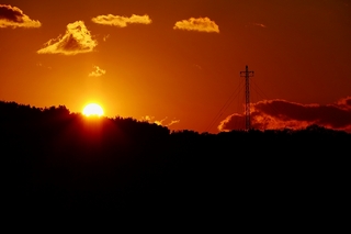 石山荘から見える夕日です。