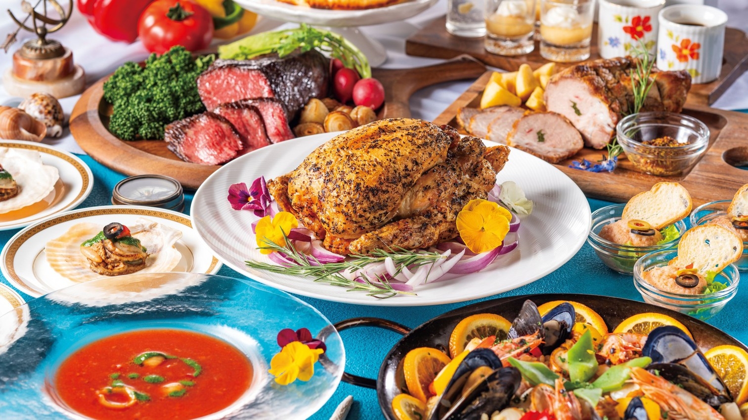 【DAY POOL 宿泊当日入場券付】土日祝 18時入店ブラスリーハーモニーディナーブッフェ＆朝食付