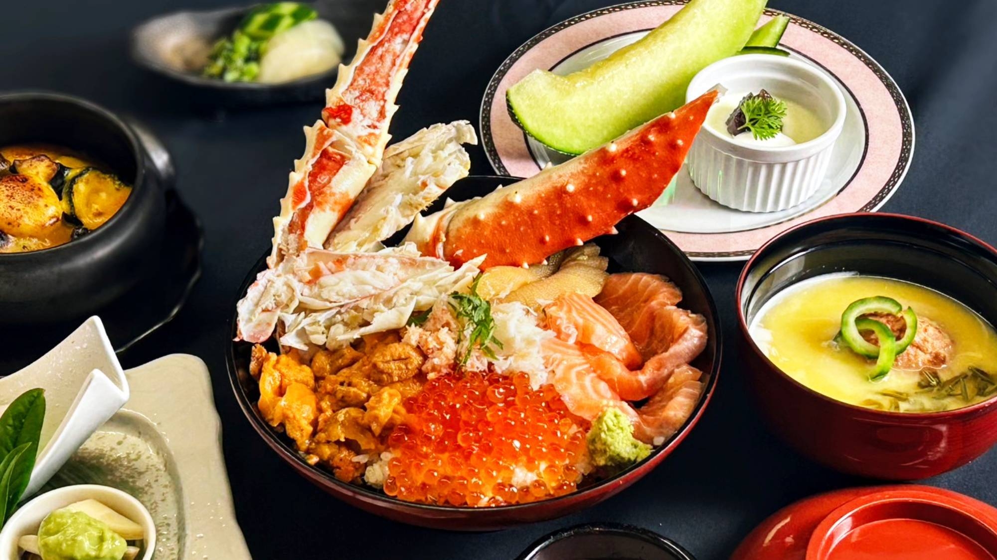 【夏季限定‐翔月”極”会席】薩摩で味わう北国の海の恵み「ウニ・タラバ蟹・いくら」の豪華海鮮丼！