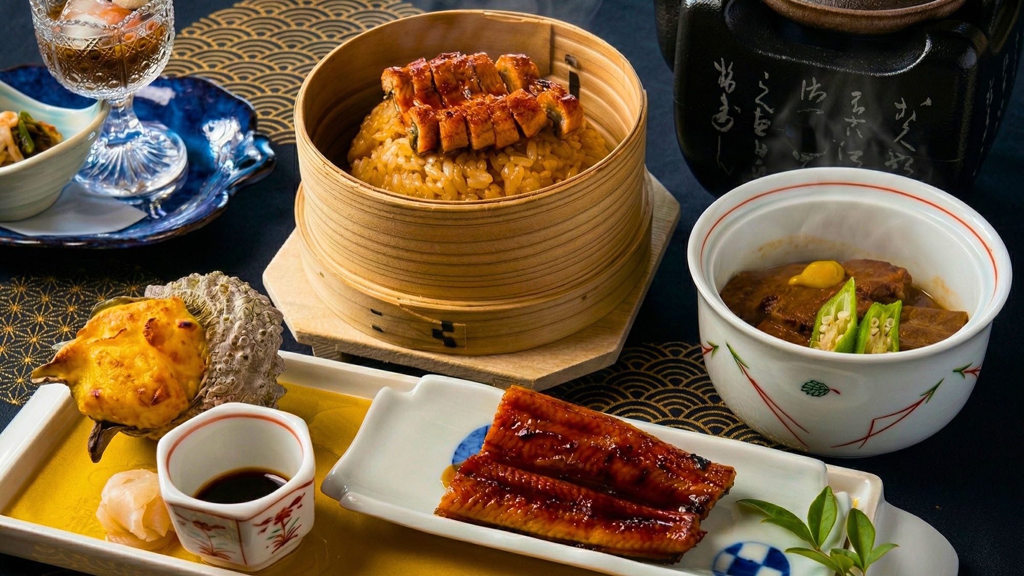 【鰻会席】「鹿児島の日本一の鰻」を満喫♪＜蒲焼き・せいろ蒸し＞など、五種五様の味わいを。