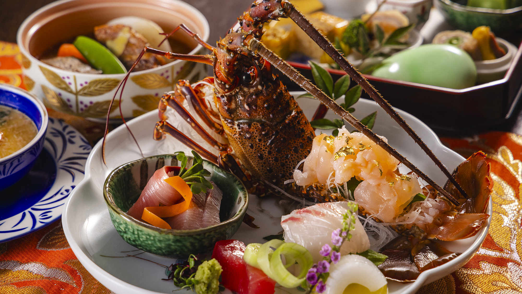 【翔月&rdquo;極&rdquo;会席】料理長厳選の薩摩素材「伊勢海老の姿造﻿り」&times;「特選肉」の逸品でおもてなし