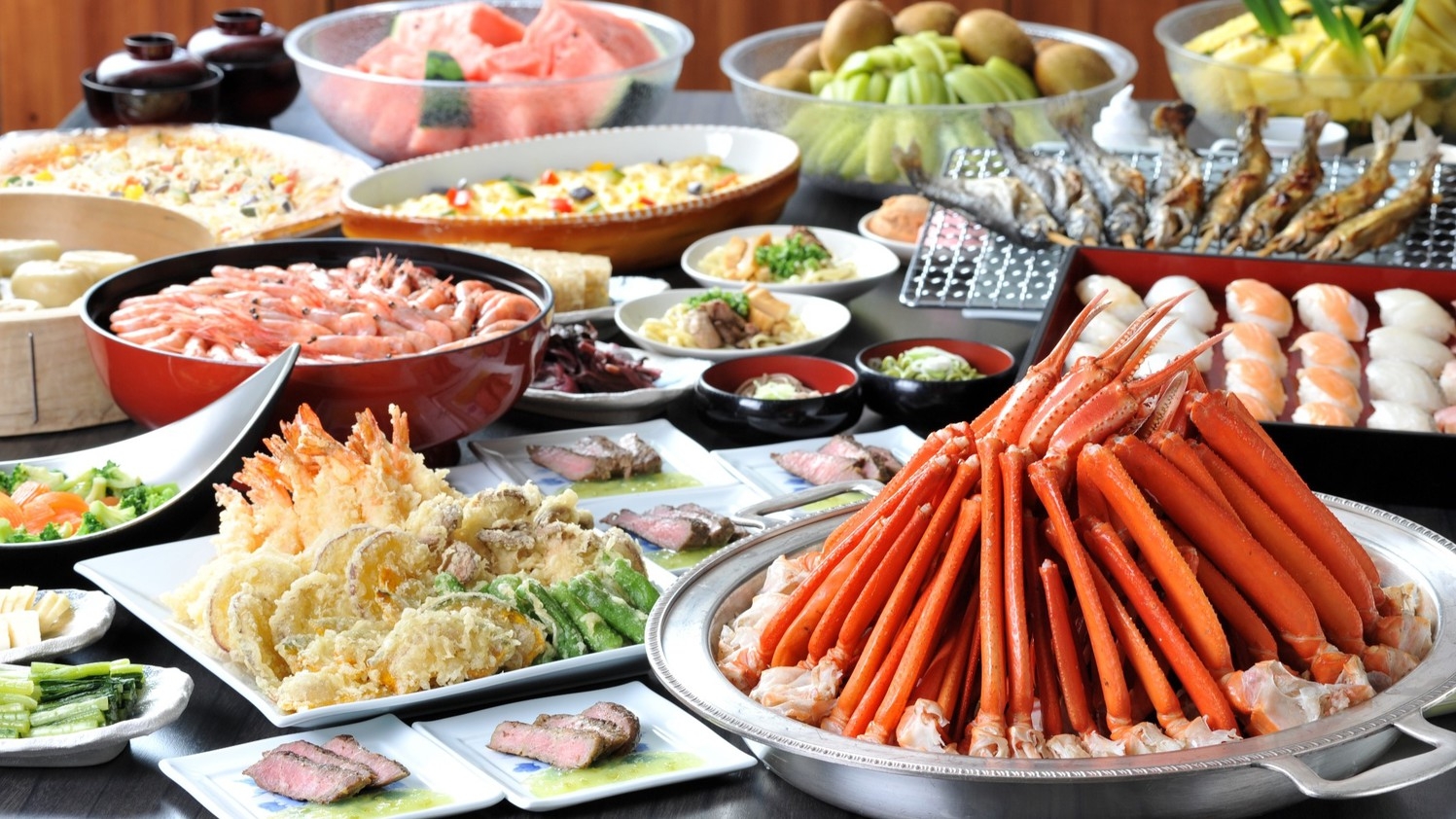 【お部屋おまかせ】眺望・部屋指定不可でお得なプラン！カニ・甘えび食べ放題ビュッフェ＆90分飲み放題付