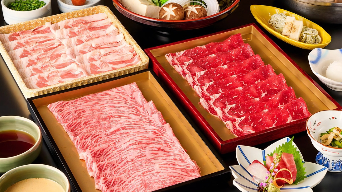 黒毛和牛赤身肉しゃぶしゃぶ食べ放題に宿泊特典お造り2種盛付きプラン（夕食・朝食付き）