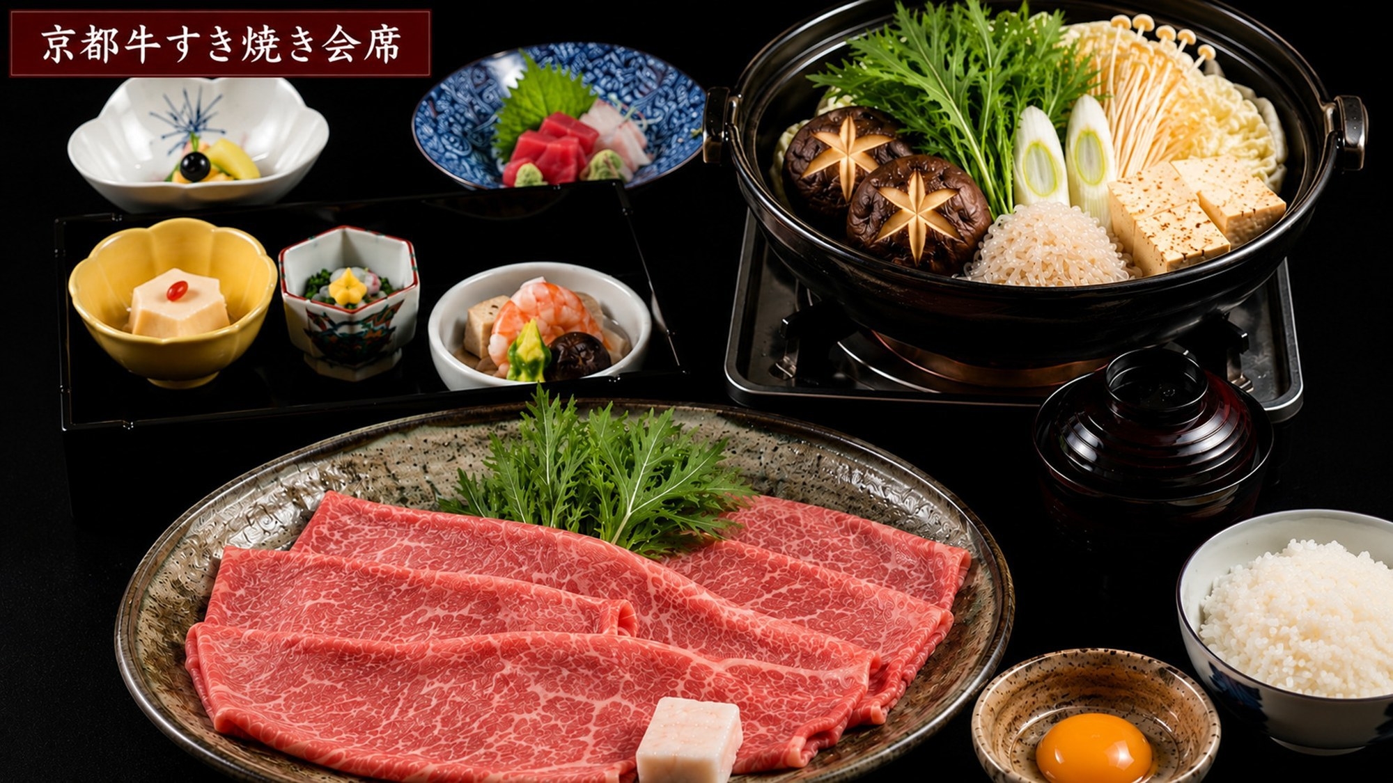 【朝・夕食付】上質な 「京都肉」 を贅沢に味わうすき焼き会席プラン・京都温泉＜天然自家源泉＞