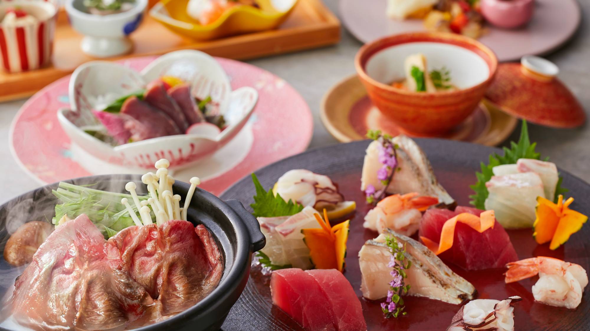 【楽天スーパーSALE】【土地の恵み会席】季節を感じる多彩なお料理の数々を愉しむ