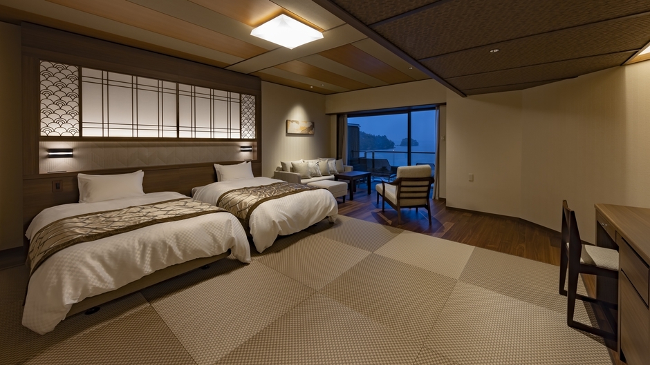 最上階海側スーペリアルーム和洋室「けやき」　最上階のお部屋で四季折々の日本三景松島の景観を堪能