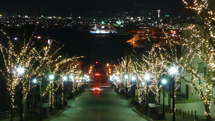 八幡坂★冬はライトアップされて綺麗です！