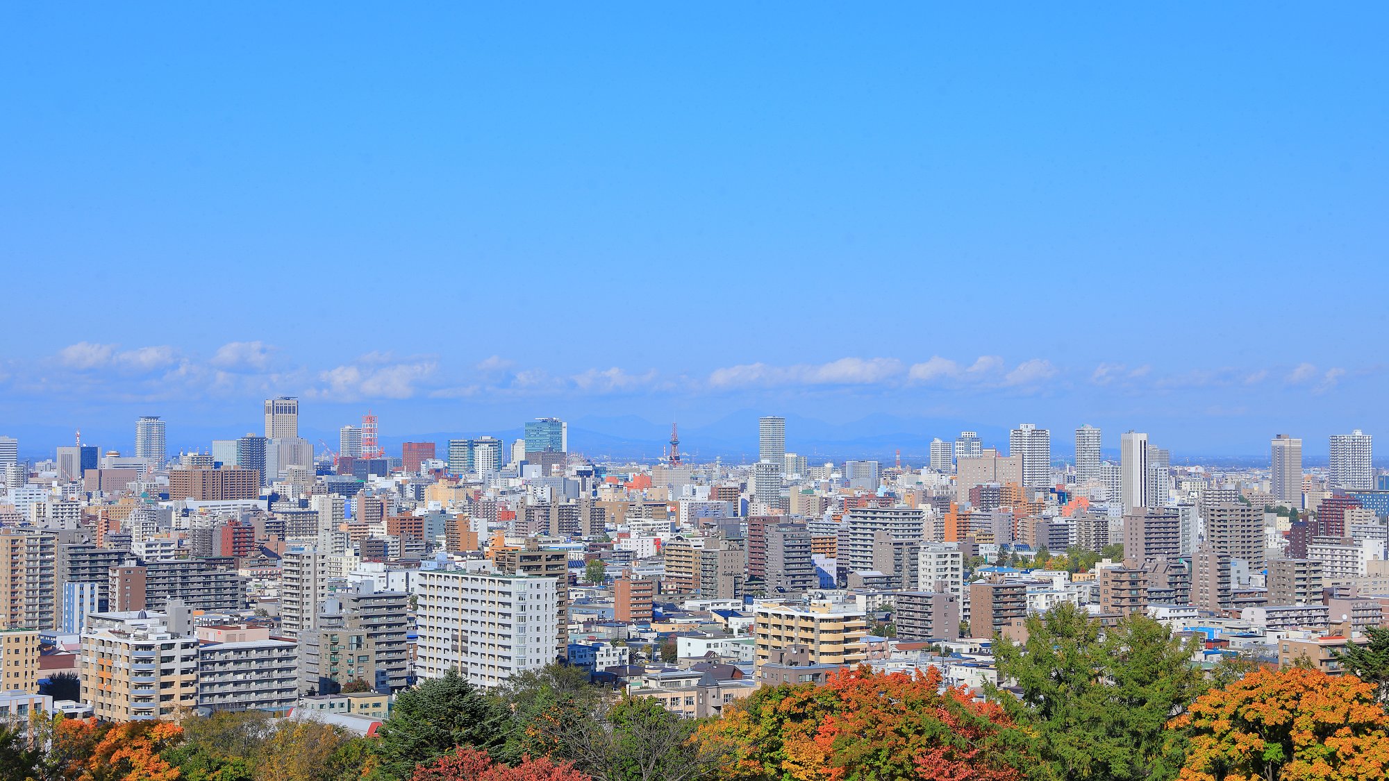 【周辺】藻岩山山麓から見渡せる秋の札幌市内の街並み