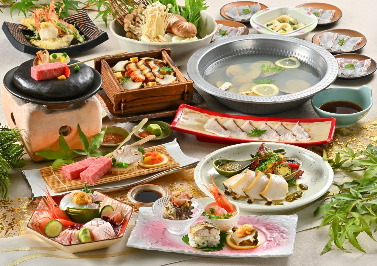 １日限定２０食・福の四季会席 ～春あわびと若狭牛　蛤出汁の無限鯛しゃぶ～
