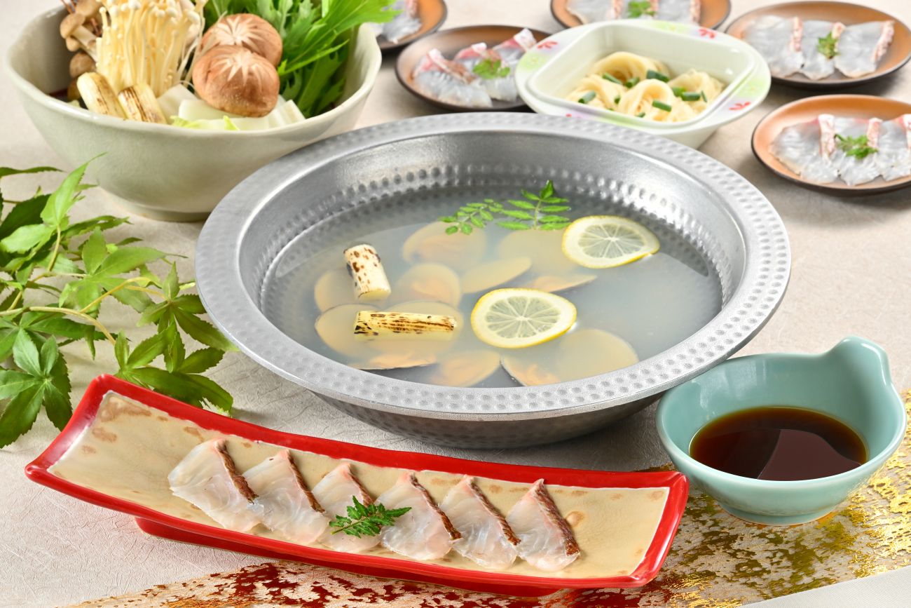 鯛しゃぶ蛤出汁（食べ放題）締めのだし素麺