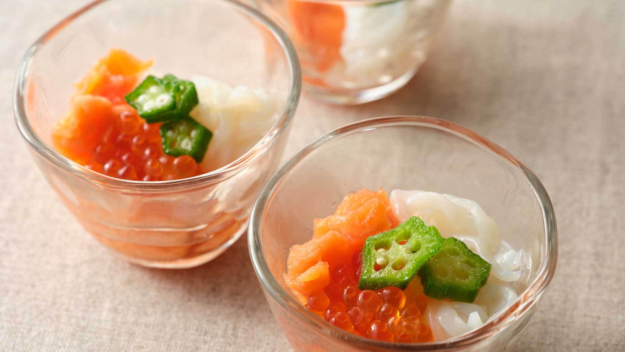【ご朝食】ミニ海鮮グラス：北海道の海の幸を朝から贅沢にお召し上がりいただけます♪