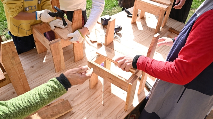 【春休み・GW限定】　家族で楽しめる椅子づくり体験♪山遊び＆大自然を満喫♪【2食付】