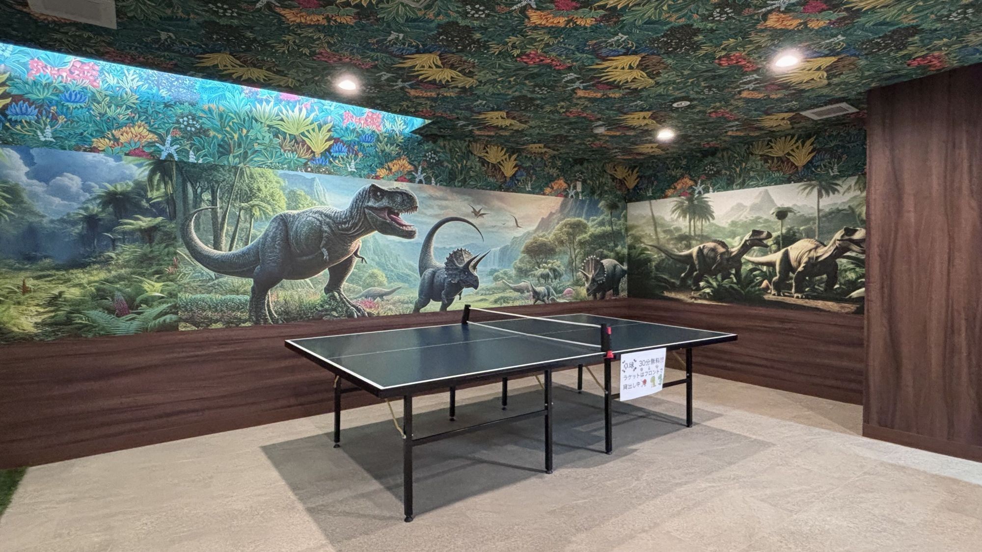 【恐竜の森】大人から子供まで楽しめる卓球コーナーは30分無料
