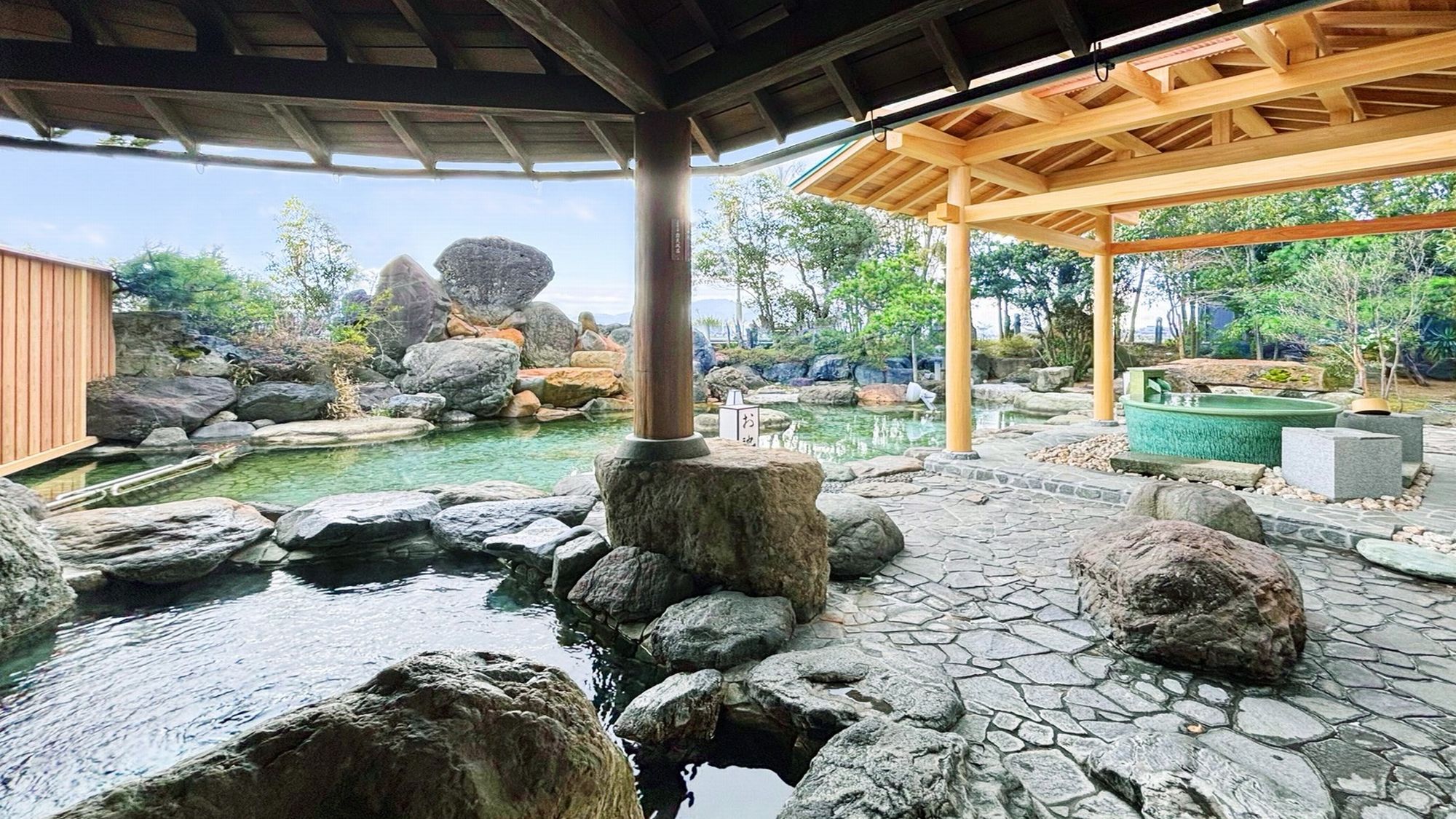 【殿方大浴場】大浴場・露天風呂・サウナ・冷泉風呂完成