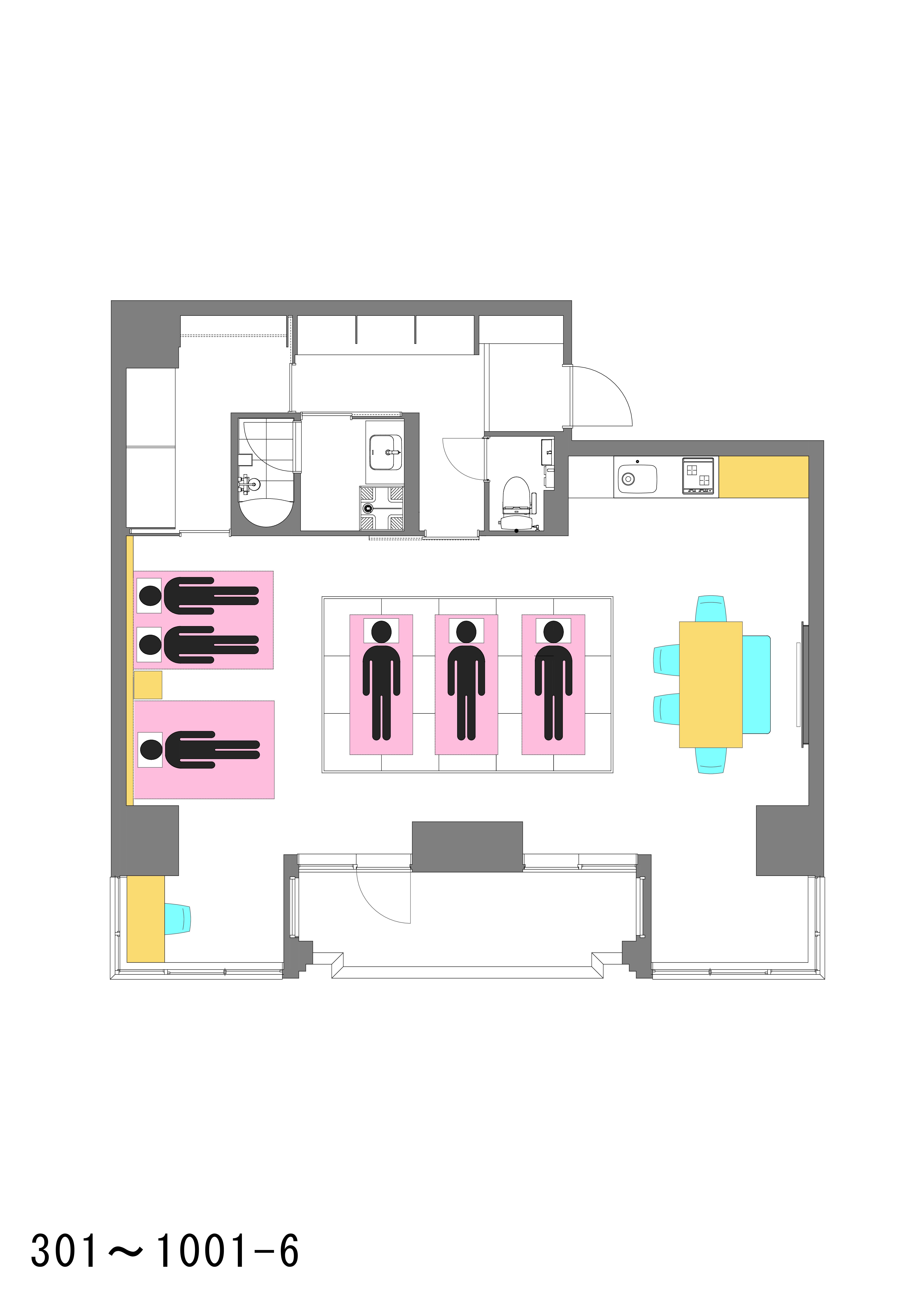 タイプB：6名利用イメージ/ダブルベッド&times;2台＆布団3組