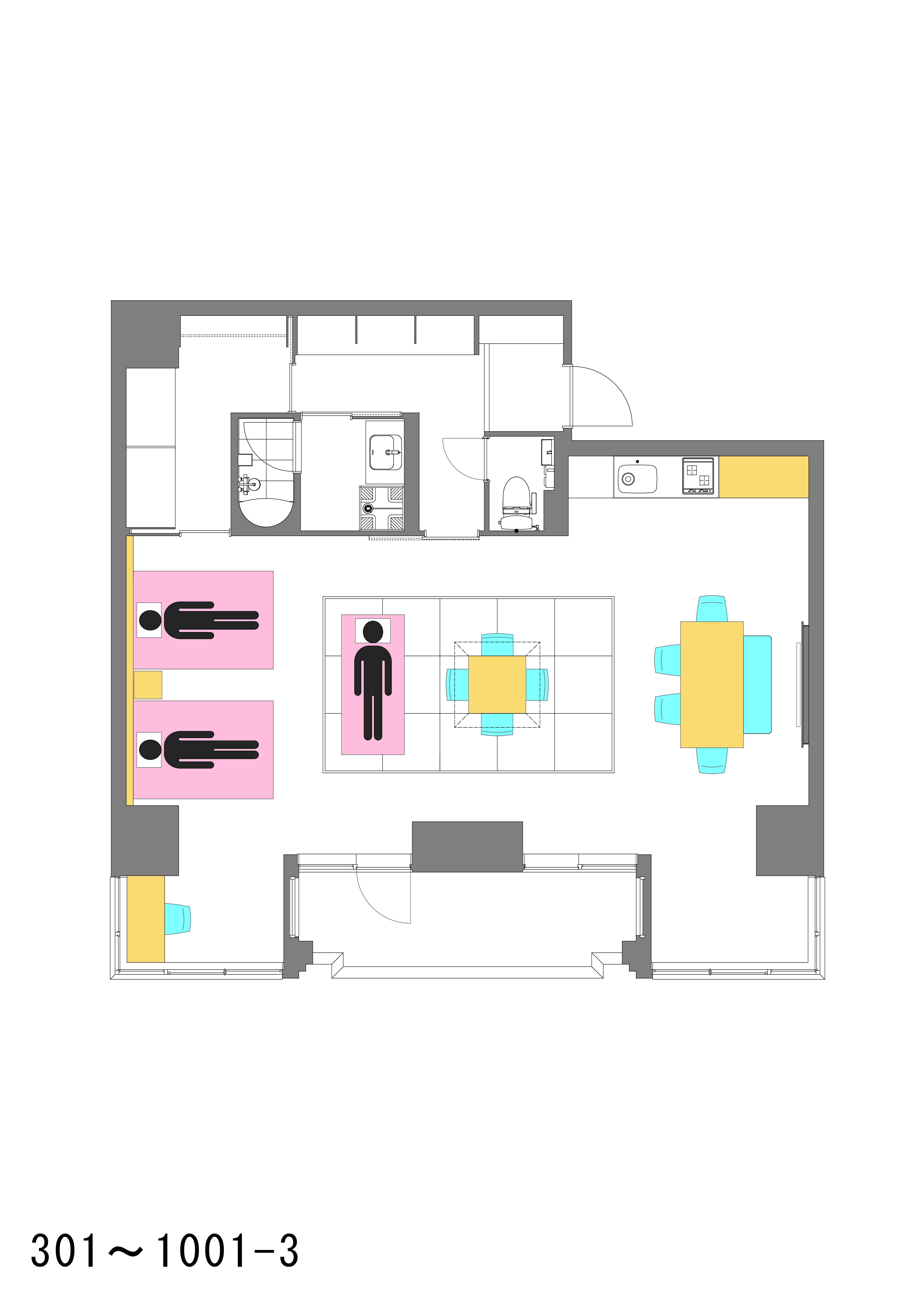 タイプB：3名利用イメージ