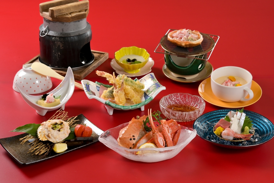 【かに会席】紅ずわいがに・甲羅焼き・天婦羅 かに料理を楽しむ会席