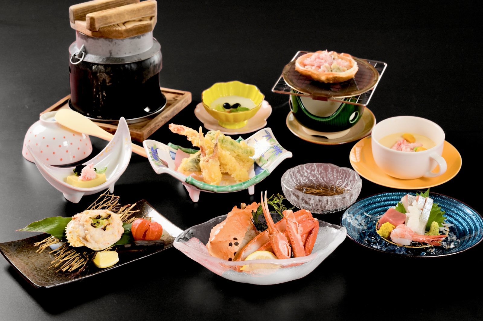【かに会席】紅ずわいがに・甲羅焼き・天婦羅 かに料理を楽しむ会席