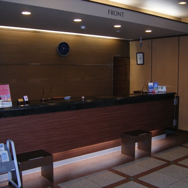 Check-in and check-out are done at the front desk.