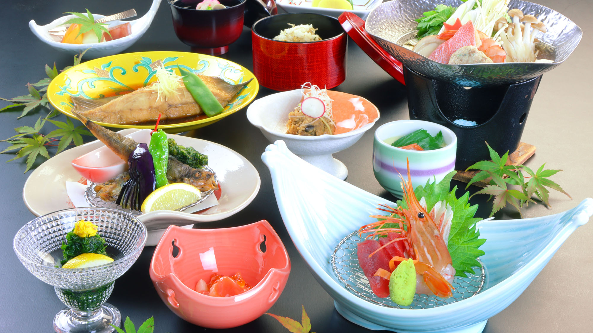 ＃【夕食一例＿雪コース】海の恵みが膳を賑わす、豊富な魚料理の数々。