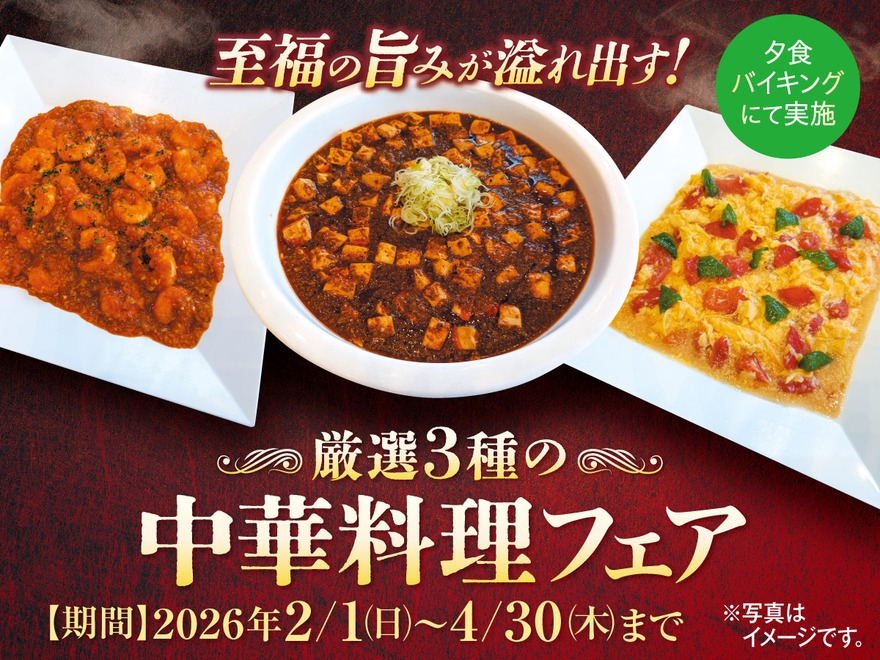 至福の旨みが溢れ出す！厳選3種の中華料理フェア 1泊2食付きバイキング