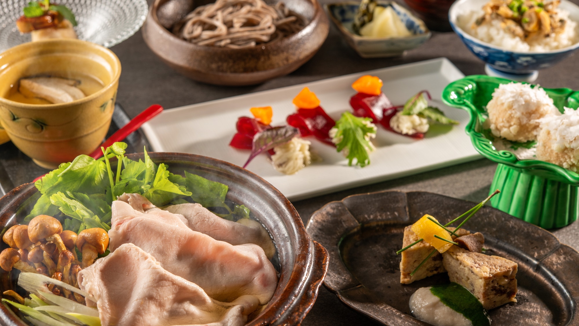 【50歳以上限定特別価格　夫婦・カップルの奥多摩旅】【季節の会席】青梅ポークと旬を味わう