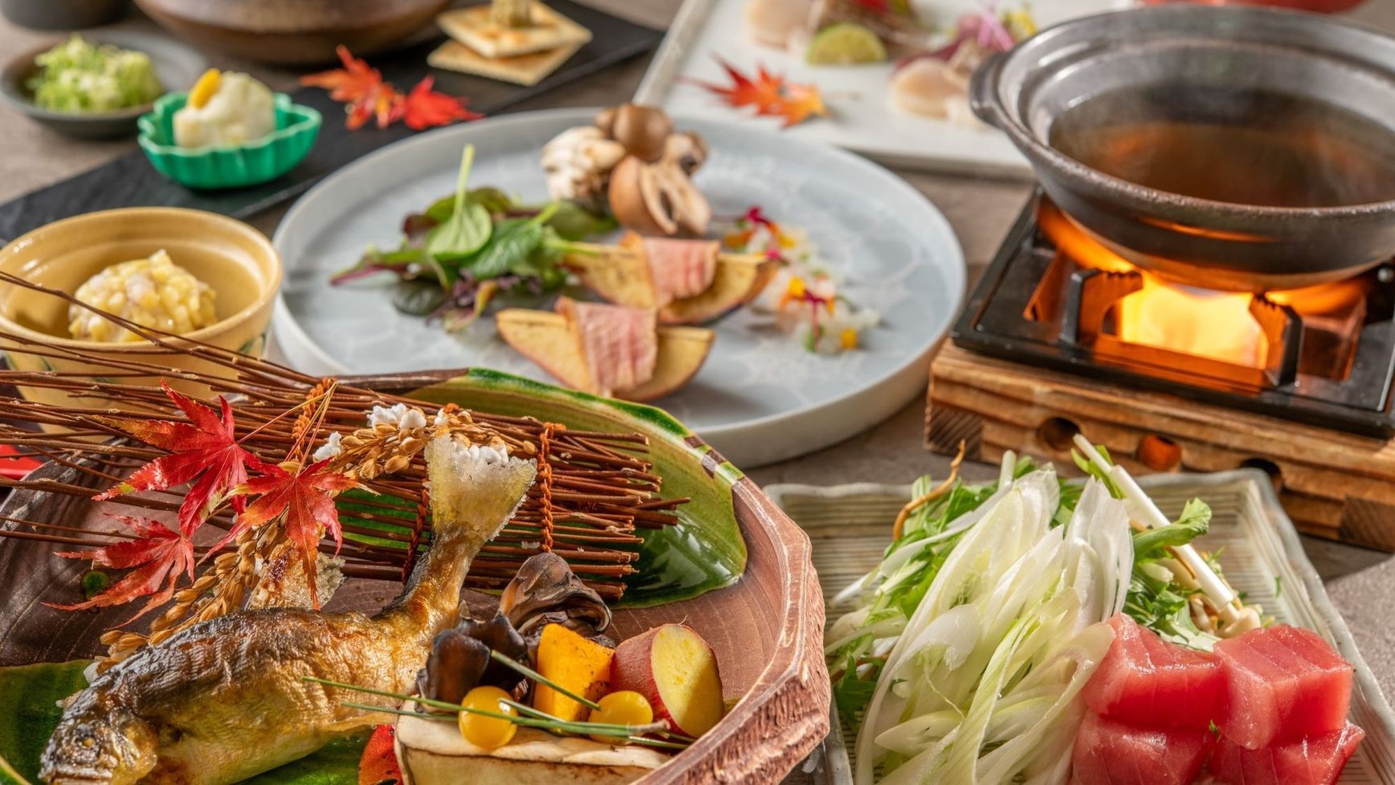 【グループ旅行応援！3名利用以上がお得！】【土地の恵み会席】料理長厳選食材を楽しめるプラン