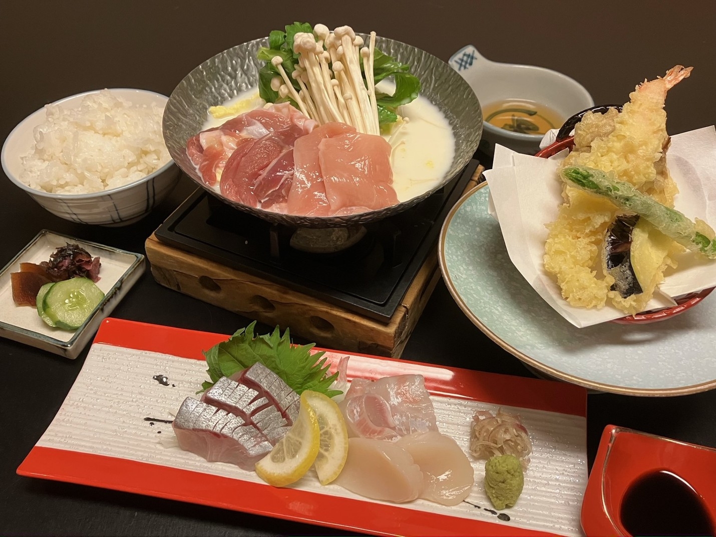 【2食付】飛鳥鍋とお造り天ぷら御膳と朝食付プラン