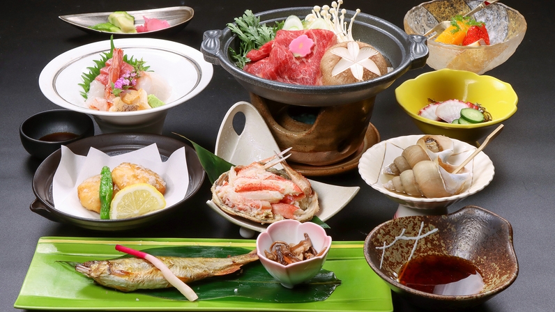【冬季限定】すき焼き×海の幸山の幸！こだわりの和食膳と鯉が泳ぐ天然温泉で癒やし旅