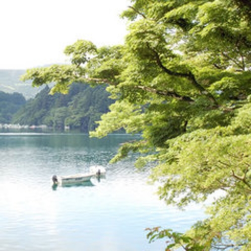 夏に爽やかな芦ノ湖畔の様子