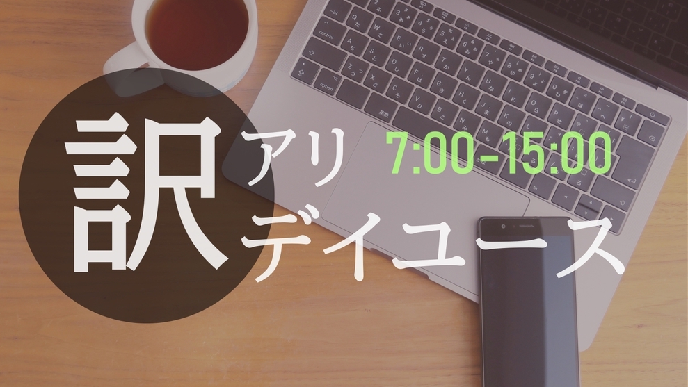 ◆訳アリ◆デイユース7：00〜15：00で最大8時間！【温泉使用不可／朝食＆お部屋で休憩】