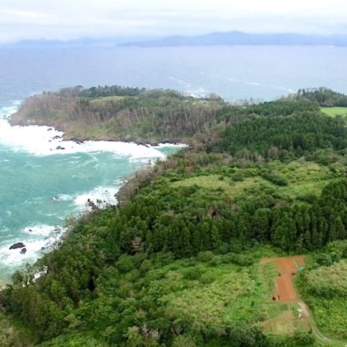 【ドローン】泊崎半島最先端方面、最先端に位置する景勝地の『尾崎神社』まで徒歩１５分ほどです