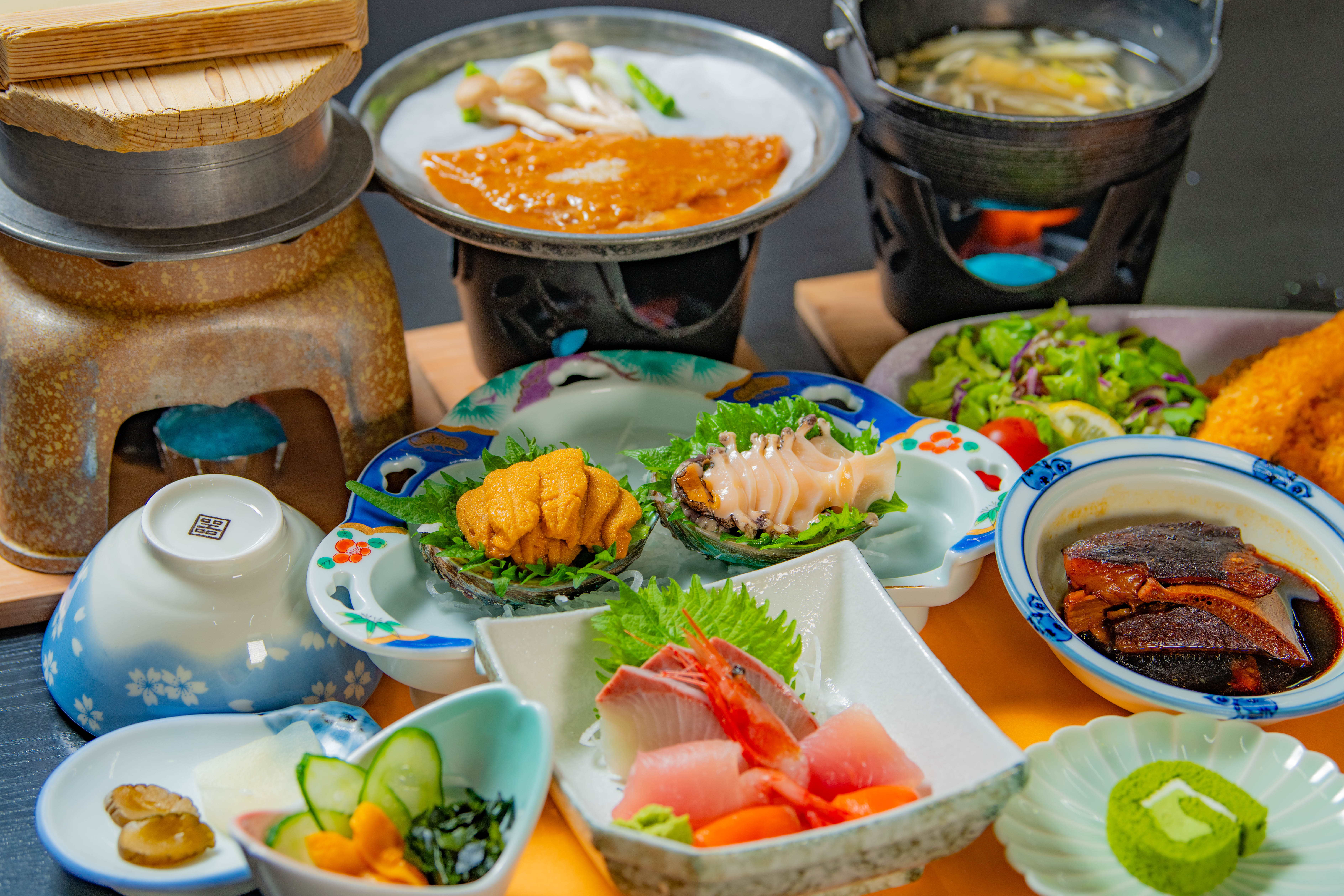 うにとあわびの食べ比べプラン