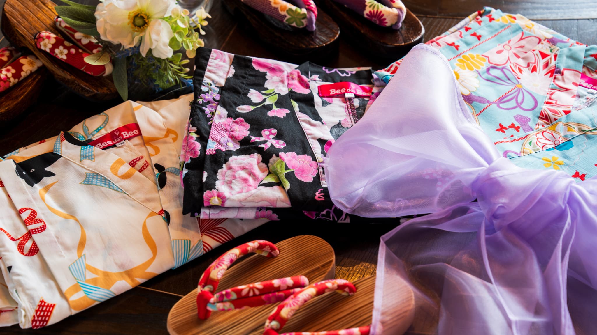 お子様の色浴衣の貸し出しもございます♪　有料