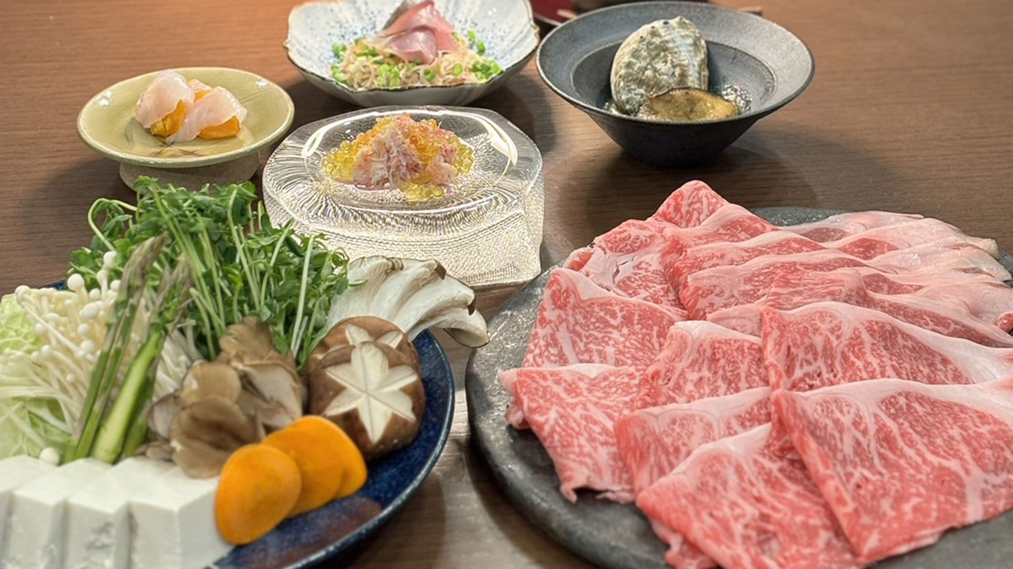 【冬限定・レストラン暖】久比岐牛しゃぶしゃぶ又は関東風すき焼きの贅沢鍋プラン