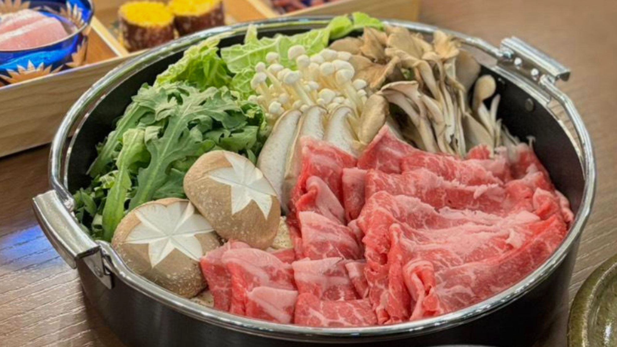 【冬限定・レストラン暖】久比岐牛しゃぶしゃぶ又は関東風すき焼きの贅沢鍋プラン