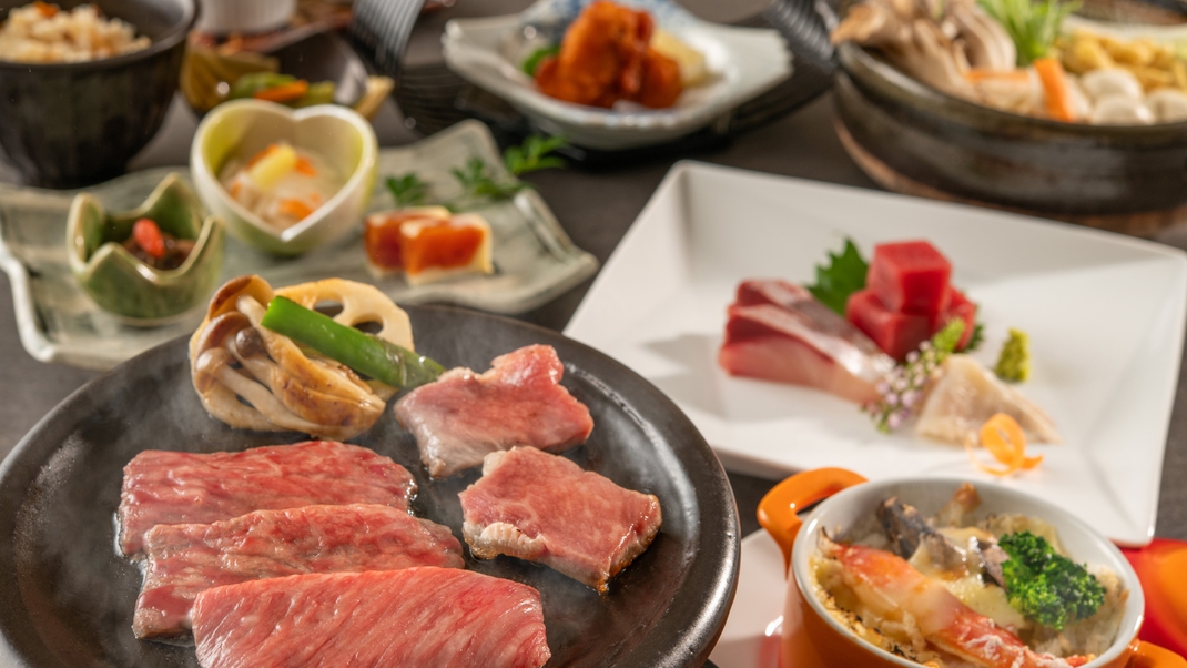 【2025年冬 土地の恵み会席】いわて南牛・短角牛陶板焼きやアンコウ唐揚、カニグラタンなど