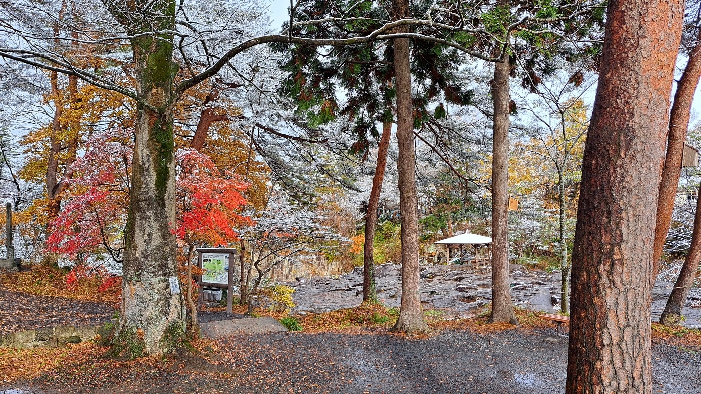 厳美渓(冬)／ホテルから車で約5分。国の名勝天然記念物に指定された美しい渓谷が続きます。