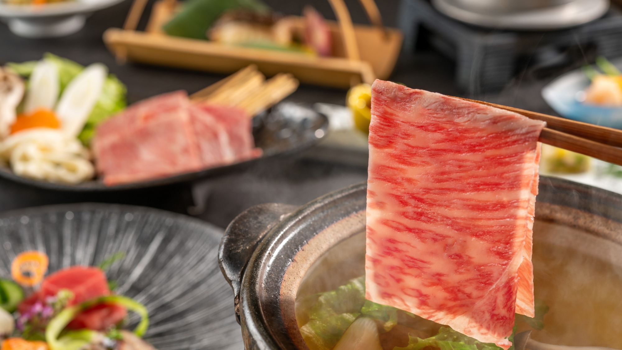 【土地の恵み会席/夏】前沢牛だししゃぶや、うなぎ釜飯など（6～8月）