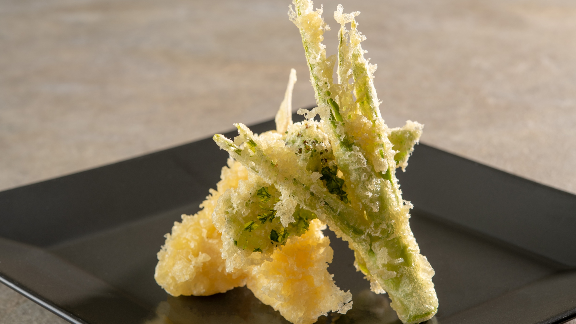 【土地の恵み会席/春】キス・菜の花・花細竹 天ぷら（3～5月）