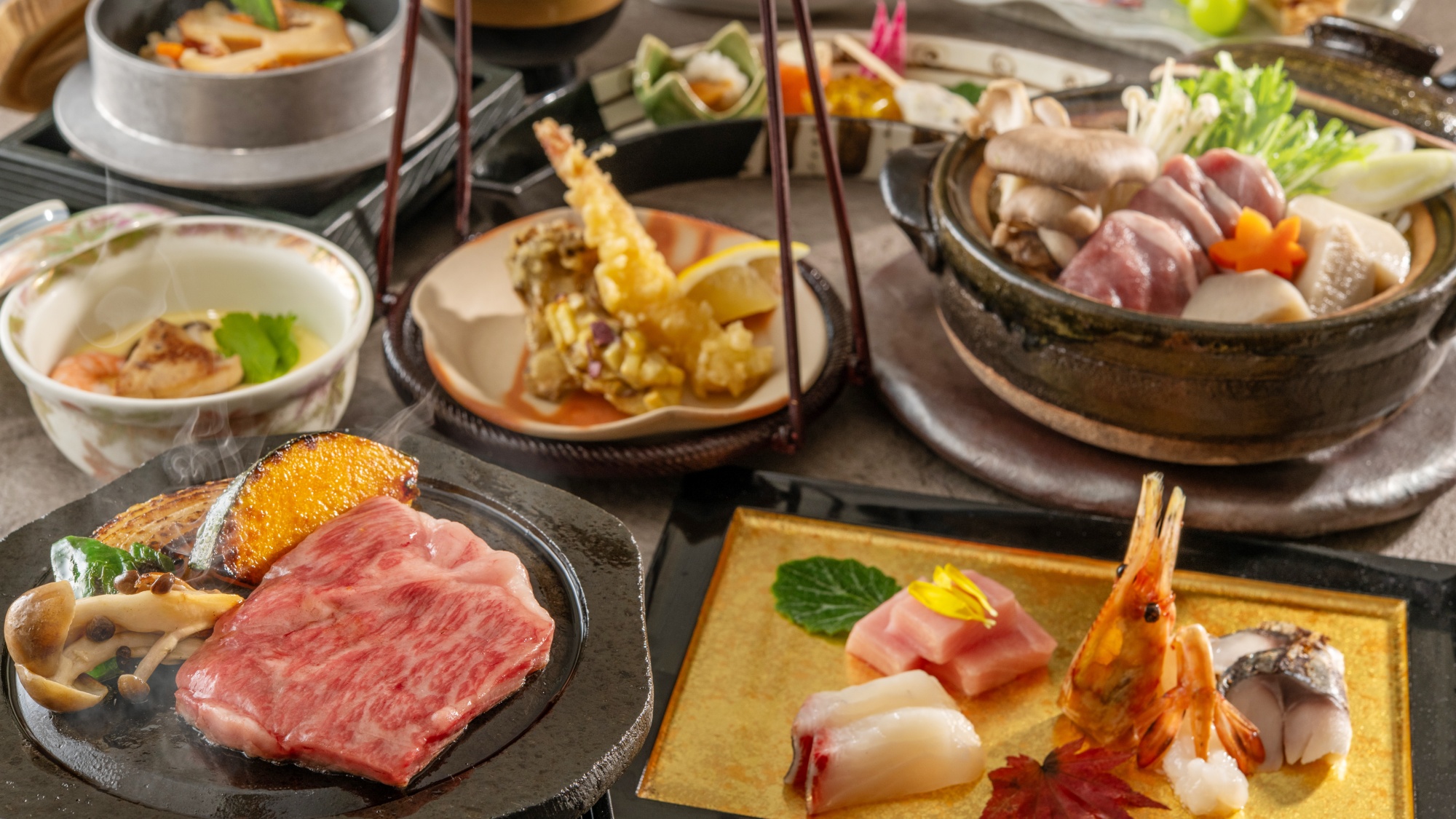 【2025年秋 特別会席】前沢牛石焼や松茸釜飯、フォアグラ入り茶碗蒸しなど