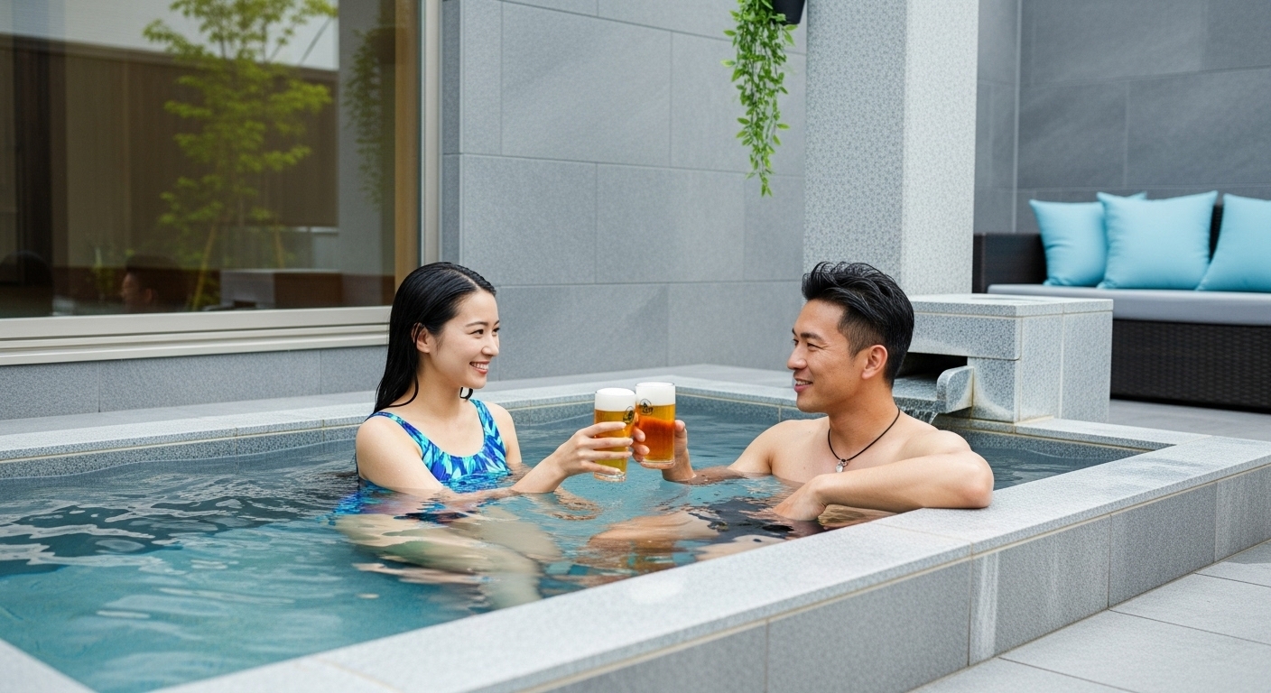 【1日2組限定】U貸切温泉120分＆クラフトビールで乾杯◆和洋40種♪朝食バイキング付き