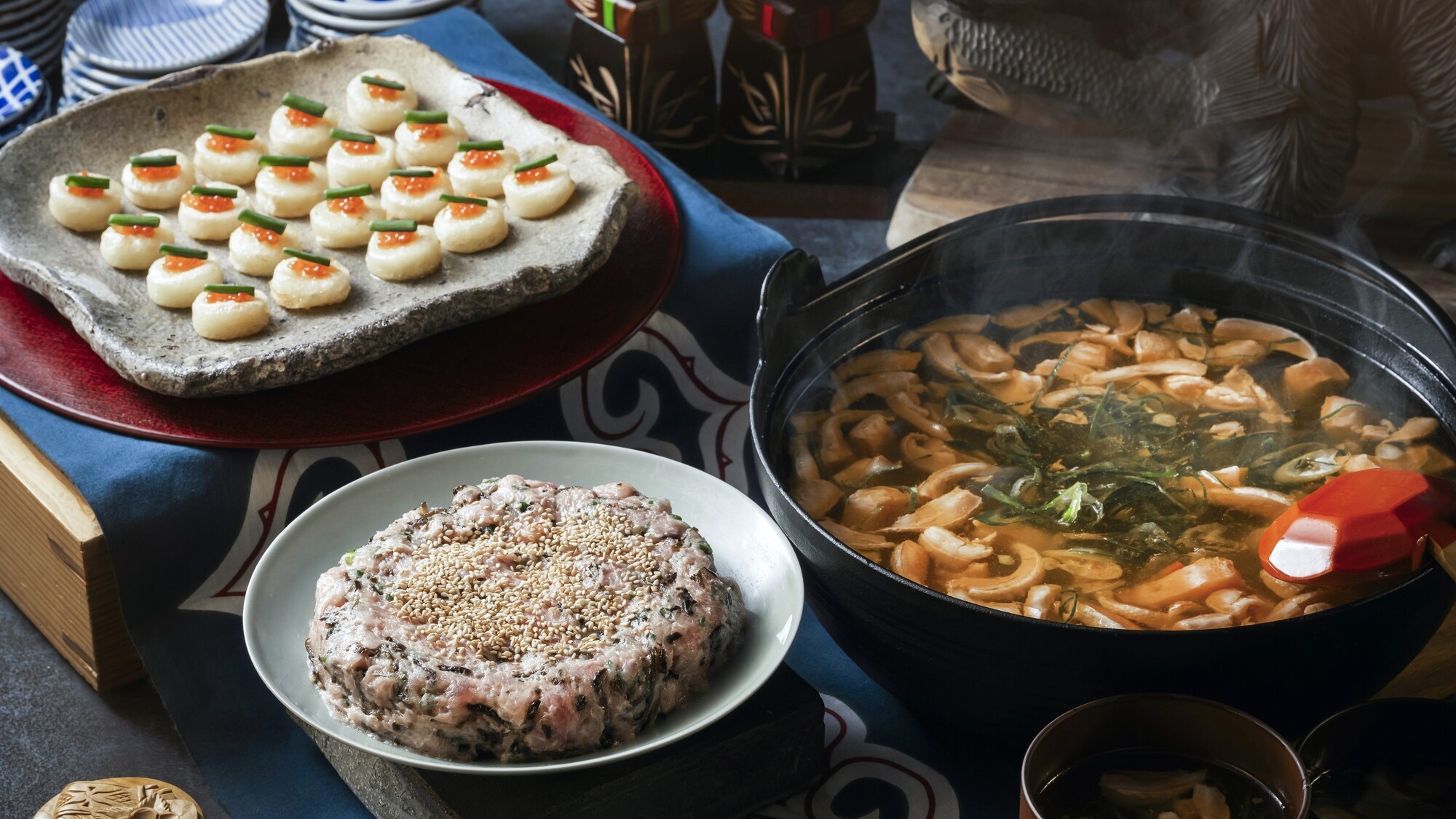 【朝食ビュッフェ】アイヌ料理コーナー ／ 伝統料理「チチタブ」「オハウ」「チポロシト」など